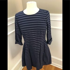 Long sleeve blue with grey stripes cotton dress